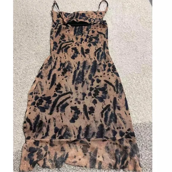 PrettyLittleThing Womens Muse Mesh Tie Dye Ruched Bodycon Mini Dress Size 4 - Picture 9 of 9